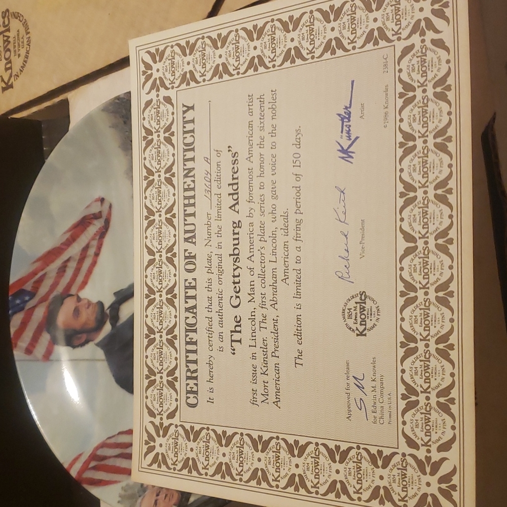 THE GETTYSBURG ADDRESS COLLECTOR PLATE - Picture 3 of 6
